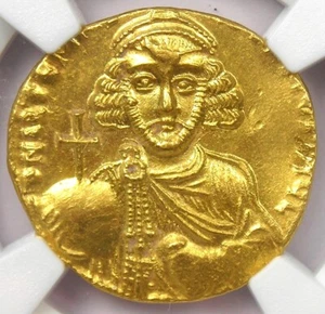 Moneda bizantina de oro sólido Anastasio II AV 713-715 DC - Certificada NGC MS (UNC) - Imagen 1 de 4