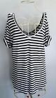 Quiksilver Women's Size S Black and White Striped Double V-Neck Shirt Top