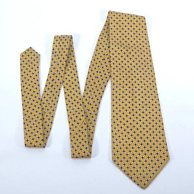 JOS A BANK Corporate Collection Silk Tie Yellow Blue Plaid USA Made Officecore - Image 1 of 4