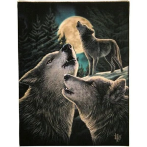Wolf Song - Howling Wolves Canvas Plaque – 25cm x 19cm – Lisa Parker - Picture 1 of 1