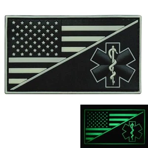 EE. UU. Bandera Americana EMT EMS Estrella de la Vida PVC Brillo Oscuro Parche de Cierre Patriótico - Imagen 1 de 5