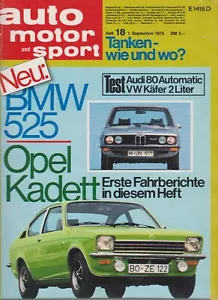 auto motor sport Heft 18 September 1973 Test Audi 80 GL VW Käfer 1303 Riechert - Bild 1 von 2
