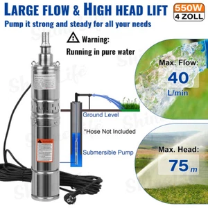 4 Zoll 100mm 550W Tiefbrunnenpumpe 2400L/h sandresistent Brunnenpumpe Tauchpumpe - Bild 1 von 11