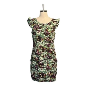 DARLING BRAND LINEN APRIL DRESS FLORAL RUFFLES POCKETS LINED SIZE LARGE NWT - Picture 1 of 11