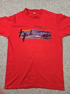 Vintage Hanes Beefy T Mens Large Red Santa Cruz Single Stitch Made In USA 90s - Picture 1 of 16