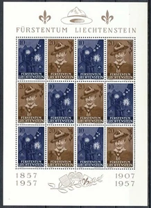 LIECHTENSTEIN 1957 - MOVIMIENTO SCOUT 1907-1957 - HOJA MONTADA Hk105j - Imagen 1 de 1