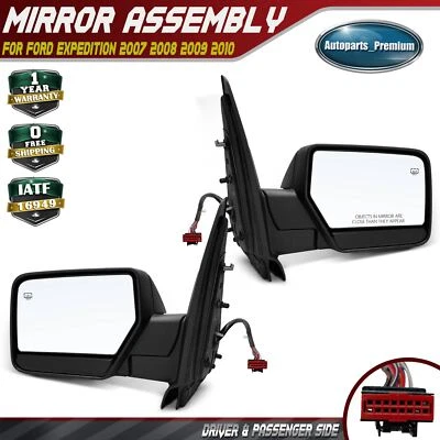 2x Espejo retrovisor negro conductor y pasajero con ajuste de vidrio eléctrico para Ford Expedition Foto 1 de 4