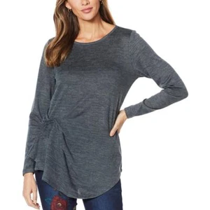 DG2 by Diane Gilman Marled Knit Draped Side Top 679868-R - Picture 1 of 7
