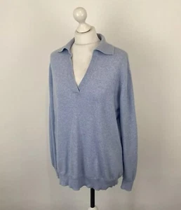 Maglione 100% Cashmere Blu Scozia Collo Taglia Large Donna - Foto 1 di 15