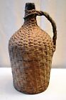 Antique Wine Bottle Jug Demijohn Carboy Glass Bottle Woven Wicker Covered Rattan