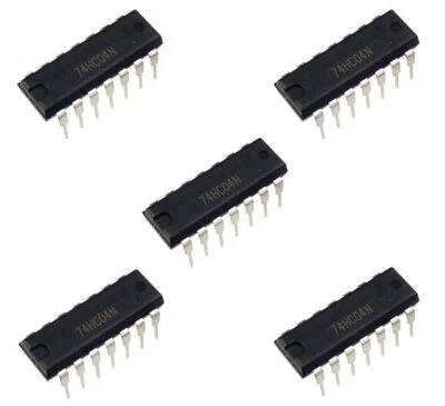 5 x SN74HC04N DIP14 Hex Inverter IC 7404 74HC04 CMOS Logic Through Hole - Image 1 of 2