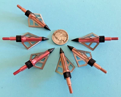 NUEVO LOTE 6 CABEZALES ANCHOS 110 GRN TRES HOJAS CABEZALES DE AFEITAR NOS ROSA 1-1/8” PUNTA NEGRA Foto 1 de 4