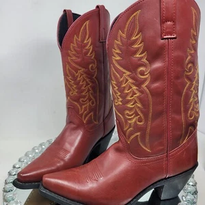 LAREDO Cowboy Boots Madison 51055 Wine Red Leather Western Womens Cowgirl Sz 10 - Picture 1 of 6