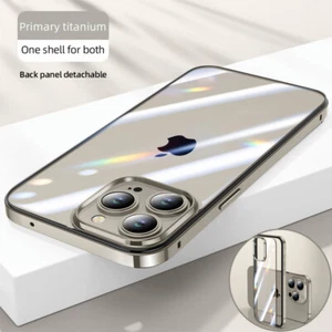 Handyhülle für iPhone 15 14 Pro Max 13 Stoßfeste Metall Bumper Klar Acryl Case - Bild 1 von 18