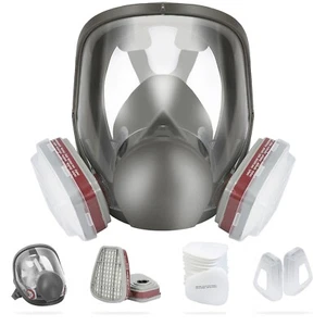 Full Face Respirator Mask Reusable,Full Face Cover Gas Mask with Double Filtr... - Picture 1 of 7