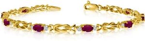 7" 14K Yellow Gold Oval Ruby & Diamond Bracelet TB2152X-07