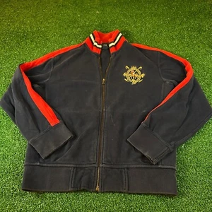 Polo Ralph Lauren Full Zip Jacket Track Sweatshirt Big Pony Navy Mens Medium - Picture 1 of 9