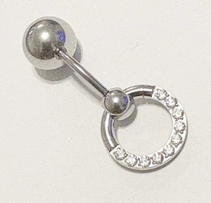 14g Surgical Steel VCH Door Knocker with THICK 10 Gauge CZs CLICKER. - Picture 1 of 13