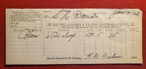 1893 The Philadelphia & Reading Railroad Company freight receipt pc4 - Picture 1 of 2