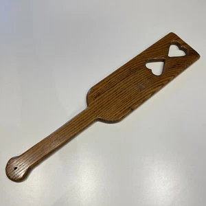 Vintage Solid Oak Paddle Courtesy Stick Love Paddle with Hearts - Picture 1 of 4
