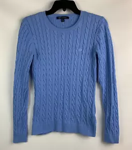 Brooks Brothers Sweater Cobalt Blue Cable Knit Pullover Long Sleeve Logo Size M - Picture 1 of 6