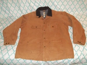 Vtg CARHARTT BLANKET LIGHT BROWN DUCK HUNT CHORE WORK JACKET XL Dearborn USA - Picture 1 of 9