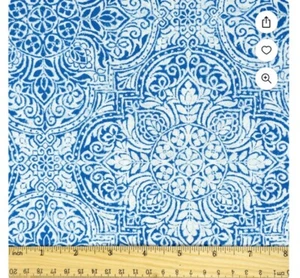 White Global Mediallion Cotton Fabric 8 Yards Bolt - Picture 1 of 5