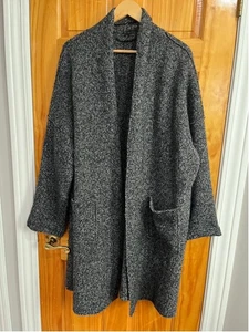 Eileen Fisher Damen Wolle Nylon Bouclé vorne offen Cardigan Mantel grau - Bild 1 von 7