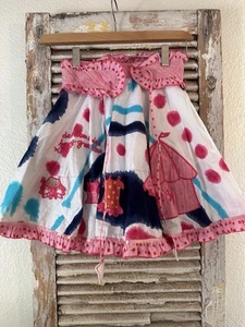 A27 Oilily Pink Polka Dot Clothes Line Ruffle Skirt Girls Size 4-5 - Picture 1 of 7