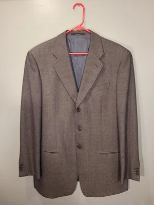 Blazer de lana Mani By Giorgio Armani 41R para hombre traje chaqueta tweed, marrón negro Foto 1 de 4