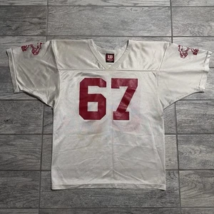 VTG Wilson Youth Broncos Football Jersey Youth Size Large #67 Red White Flaws! - Picture 1 of 12