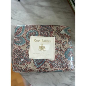 Ralph Lauren 90s Aix-En-Provence Tan Red Blue Floral FULL FITTED Sheet - Picture 1 of 5
