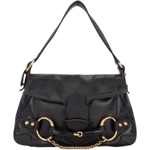 Gucci x Tom Ford Black Leather Horsebit Shoulder Bag - Bild 1 von 11