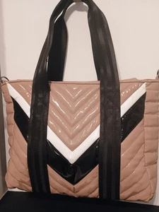 Think Royln Chevron Nude Carry Tote Quilted Travel Bag Purse. SEE DESC. - Picture 1 of 14