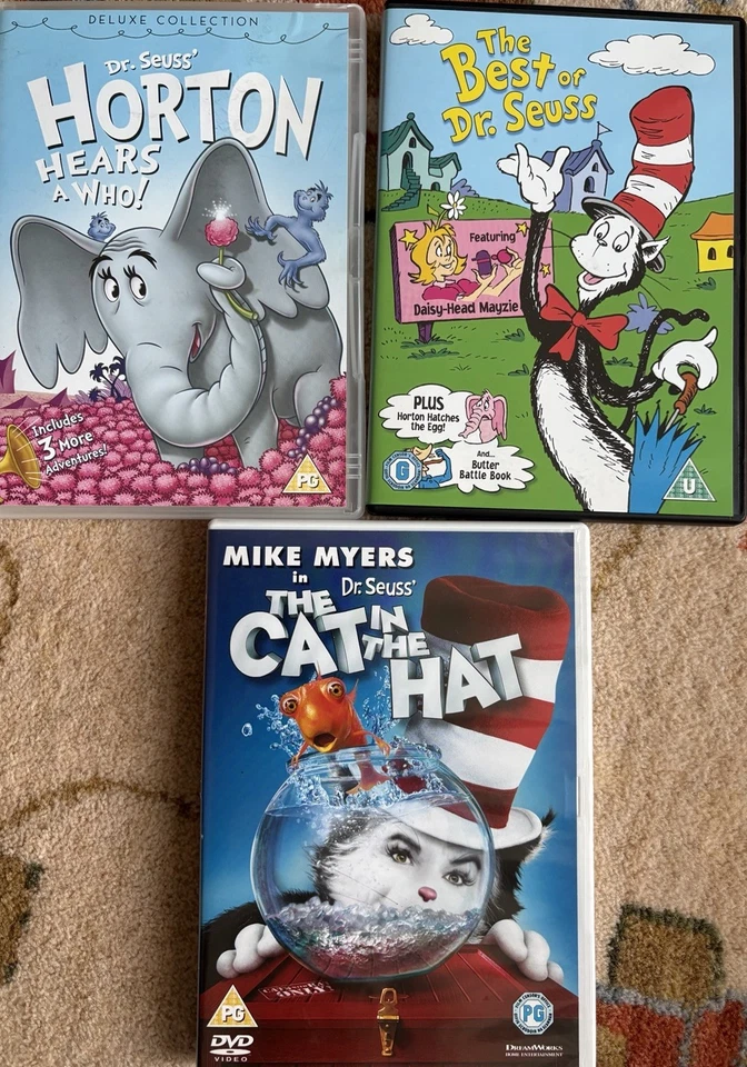 3 DVD Dr Seuss bundle: Horton hears a who, the best of Dr Seuss, cat in the hat - Image 1 of 1