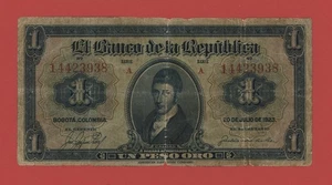COLOMBIA 1 PESO 1923 PICK # 361a VG. - Picture 1 of 2