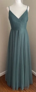 Jenny Yoo Dress Brielle 10 Tulle Maxi Formal Bridesmaid Wedding Teal Green Event - Picture 1 of 13