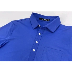 Polo de golf RLX Ralph Lauren para hombre M azul Tranquilo logotipo del club de golf usado en excelente estado leer - Imagen 1 de 13