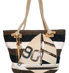 BRIGHTON SELTENE SCHONER WINDSTAR APPLIKATION SEGELBOOT MARITIM CANVAS XL STRANDTASCHE - Bild 1 von 13