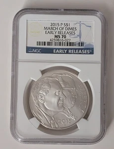 2015 P $1 MARCH OF DIMES EARLY RELEASES NGC MS70 SILVER COIN SKU 4259816-027 - Picture 1 of 2