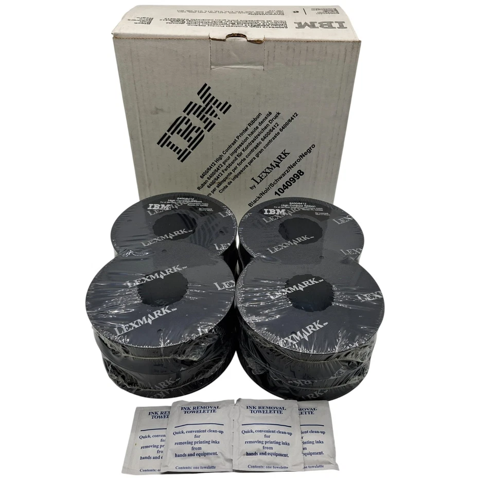 4x Lexmark IBM Black 6400-6412 High Contrast Printer Ribbons 1040998 Original - Image 1 of 4