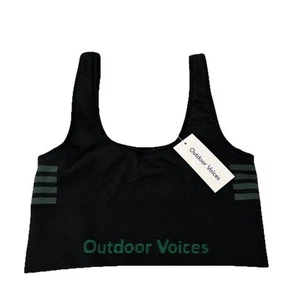 Reggiseno sportivo donna Outdoor Voices senza cuciture a costine linea lunga sempreverde piccolo nuovo - Foto 1 di 6