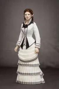 18. Jh. viktorianisches Kostüm weiß Trubel Barock Kleid Dame Promenade Spaziergang - Bild 1 von 8