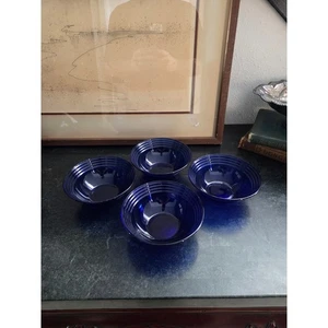 Bormioli Rocco Forum Saphir Cobalt Blue Ribbed Glass Bowls Set of 4 – 5.5" - Picture 1 of 7