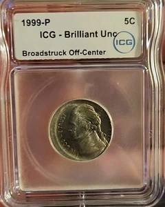 1999 P Nickel Broadstruck Off Center Brilliant Uncirculated IGC - Picture 1 of 4