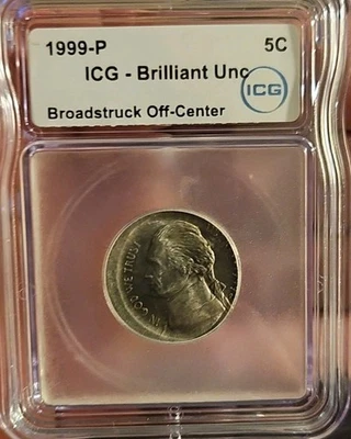 1999 P Nickel Broadstruck Off Center Brilliant Uncirculated  IGC  - Image 1 of 4