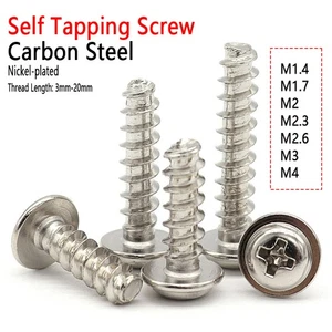Nickel Plated Flanged Wafer Pan Head Phillips Flat Self-Tapping Screws Bolts - Picture 1 of 7