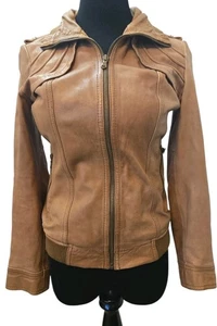 Vintage Guess Los Angeles Lederjacke Bomberjacke Carmel Braun Gr. S Small - Bild 1 von 20