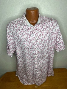 Men's Ted Baker London S/S Button Front Shirt 7 - Extra Large XL - Pink Leafs - Picture 1 of 4