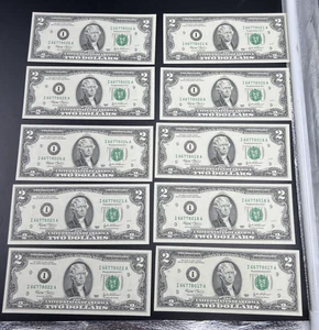 10 Consecutive 2003 Two Dollar FRN Federal Reserve Notes Repeaters CH UNC #17 - Picture 1 of 7